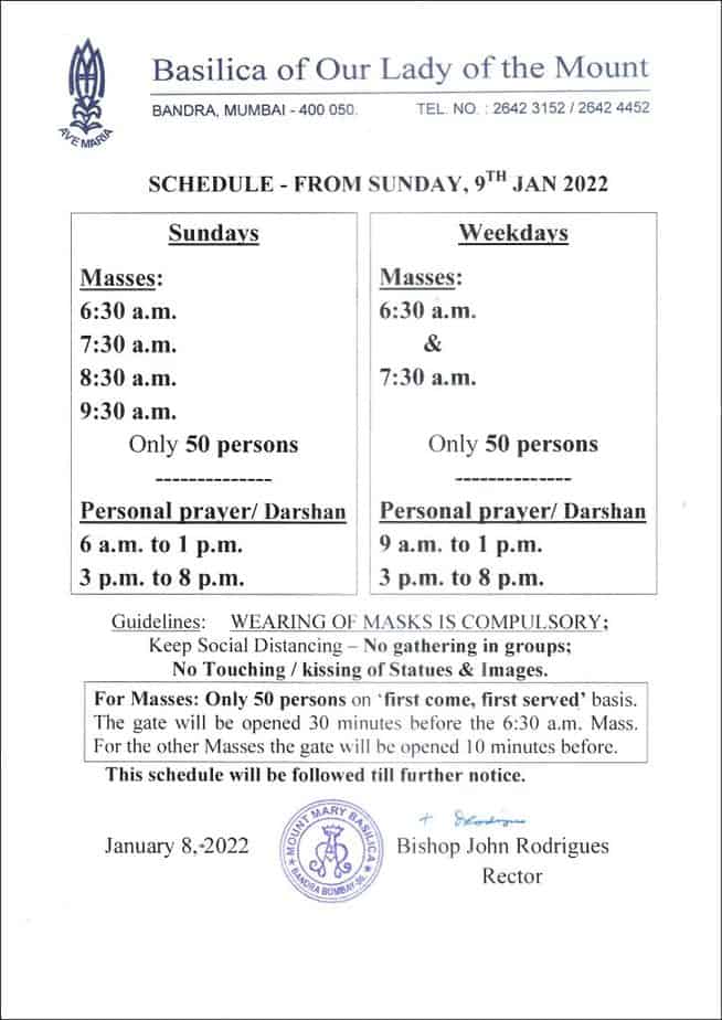 Timing of Mount Mary Church