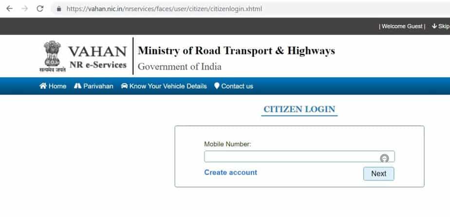 Details of vehicle online