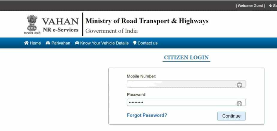 Details of vehicle online