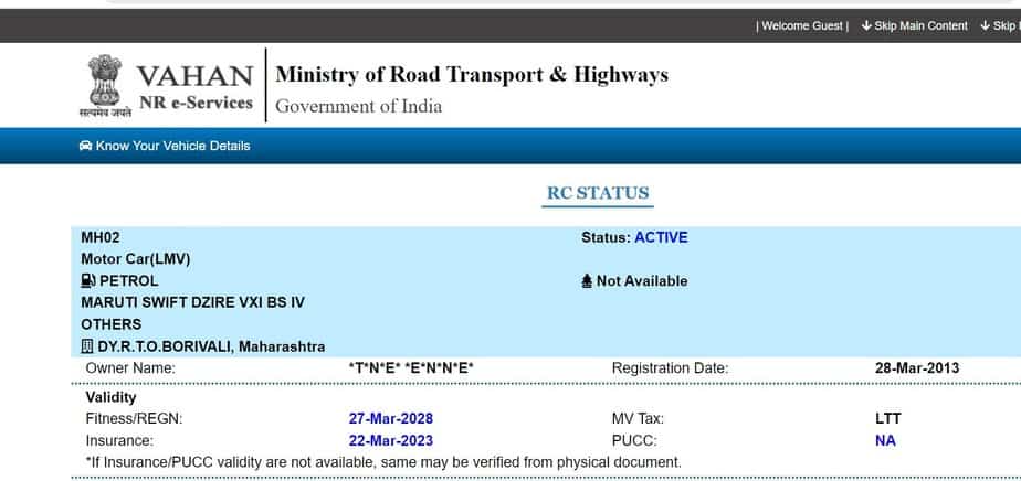 Check Vehicle Details